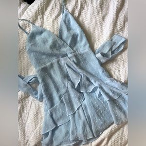 HELLO MOLLY Baby Blue Wrap Mini Flowy Dress Size M
